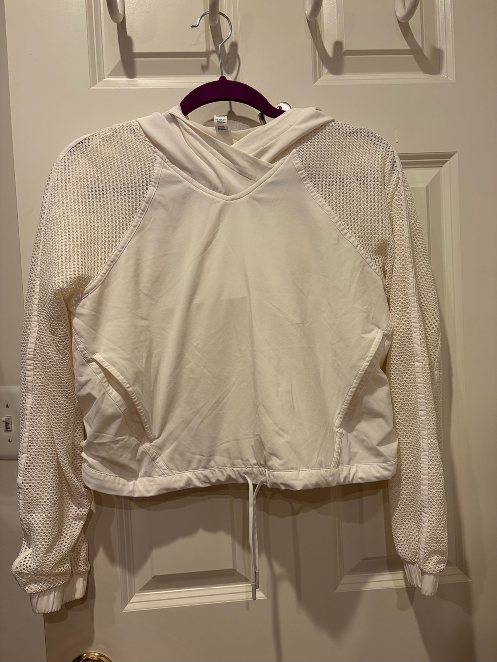 lululemon athletica White Mesh-Sleeve Hooded cropped Crossover Pullover